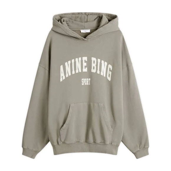 ANINE BING Sport Harvey Hoodie Women’s Size XS Dusty Olive Sweatshirt NWT Logo - Picture 1 of 8